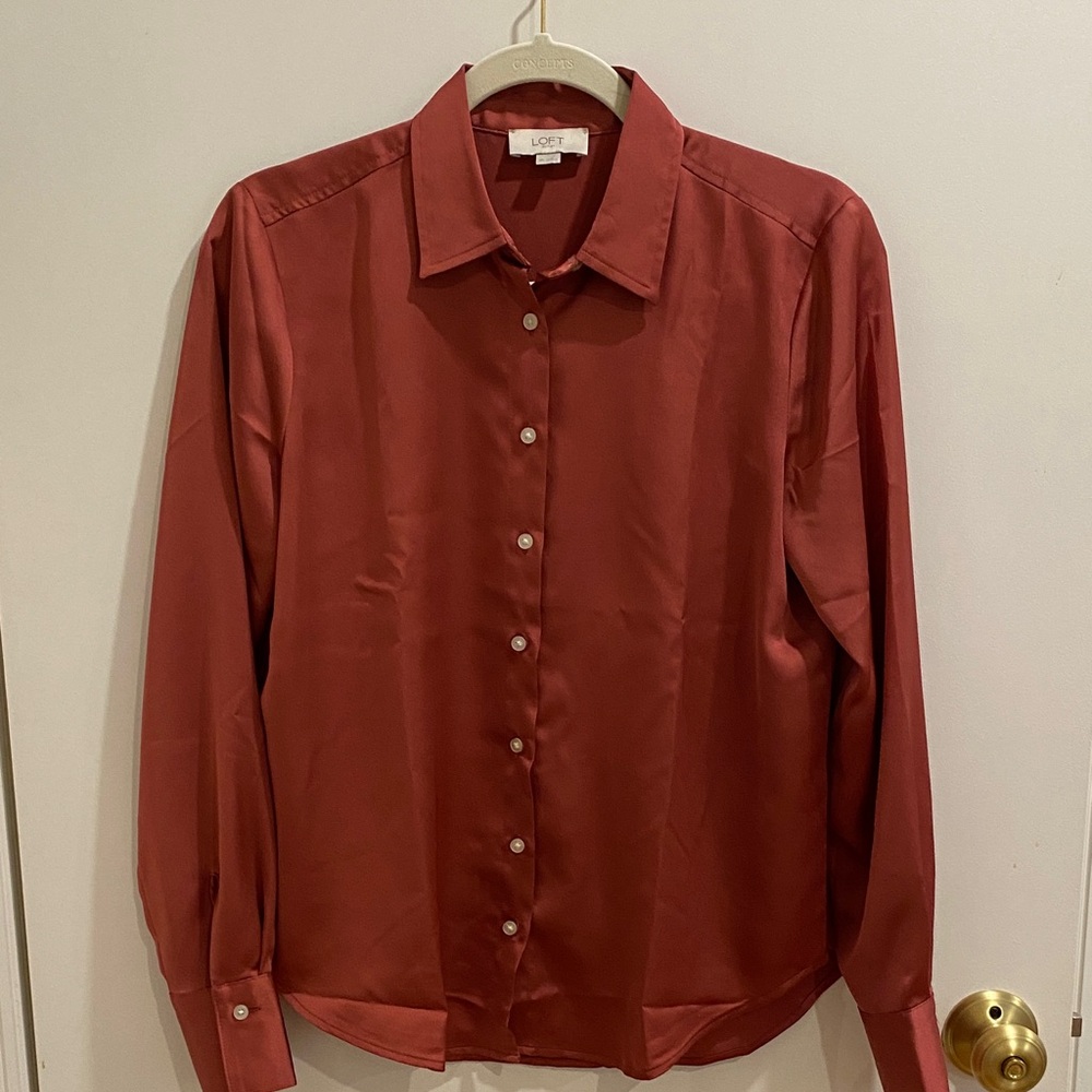 Dusty Rose Satin Button Down